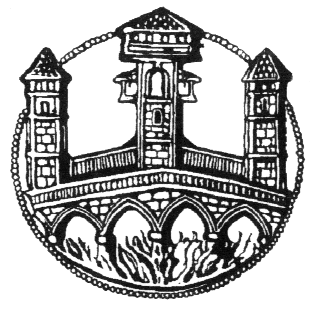 OKI-Logo (Die Steinerne Brücke in Regensburg, mittelalterliches Stadtsiegel und unser Auftrag: Brücke sein